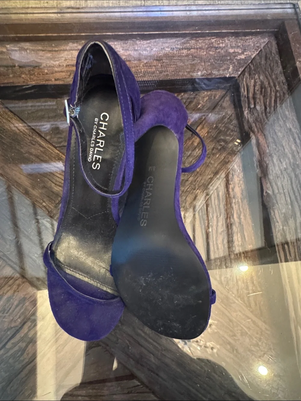 Charles By Charles David Deep Purple Suede Ankle-Strap Heels